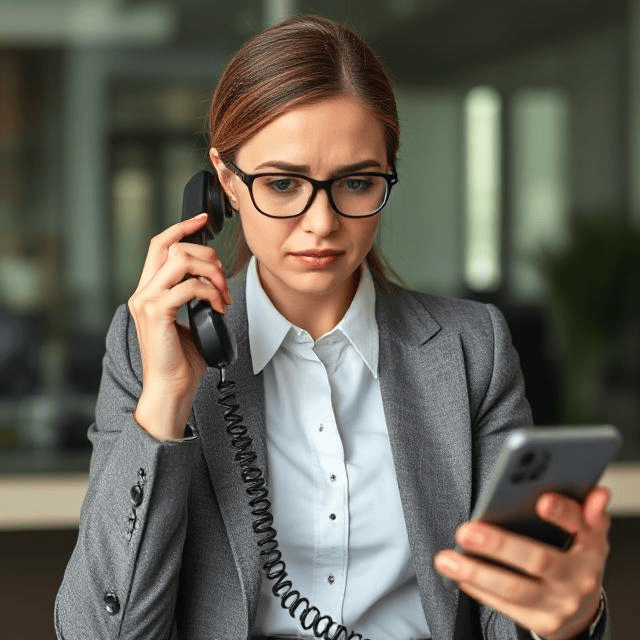 business woman 2 phones