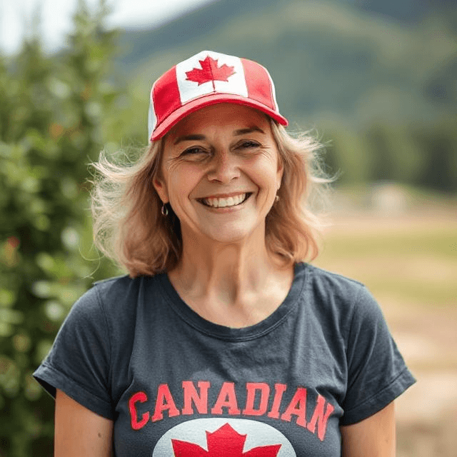 older woman canada dark grey t-shirt cap