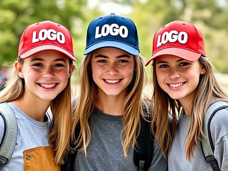 3 girls wearing caps