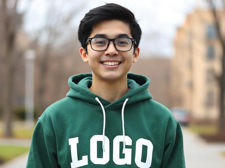 boy with green hoodie